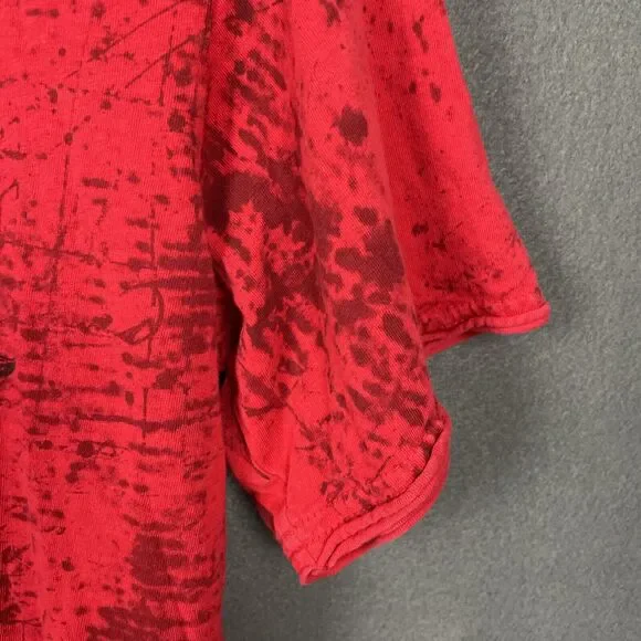 Affliction Shirt Men L Live Fast Fleur Dirty Red Wash MMA UFC Biker Rocker VTG - Picture 3 of 12